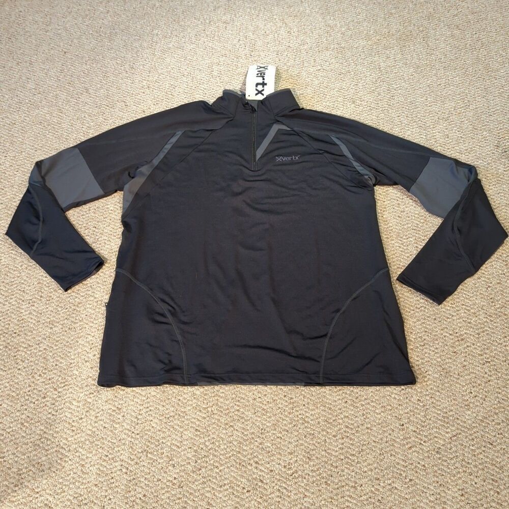 Vertx Runner 1/4 Zip Shirt Mens 2XL Black Gray Running Long Sleeve Thumb Holes